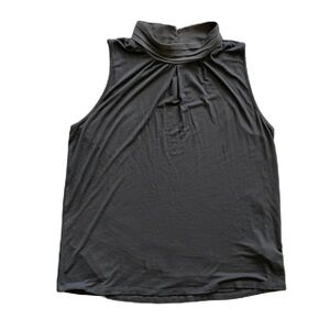 Sz L Pointelle black high collared dressy tank EUC
